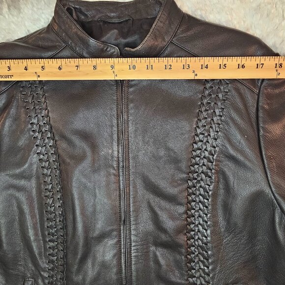 Indian Motorcycle Black Braided Leather Jacket - Picture 5 of 14